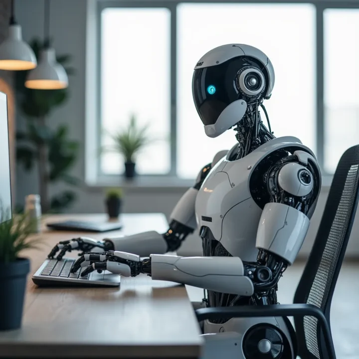 robot escribiendo un guion