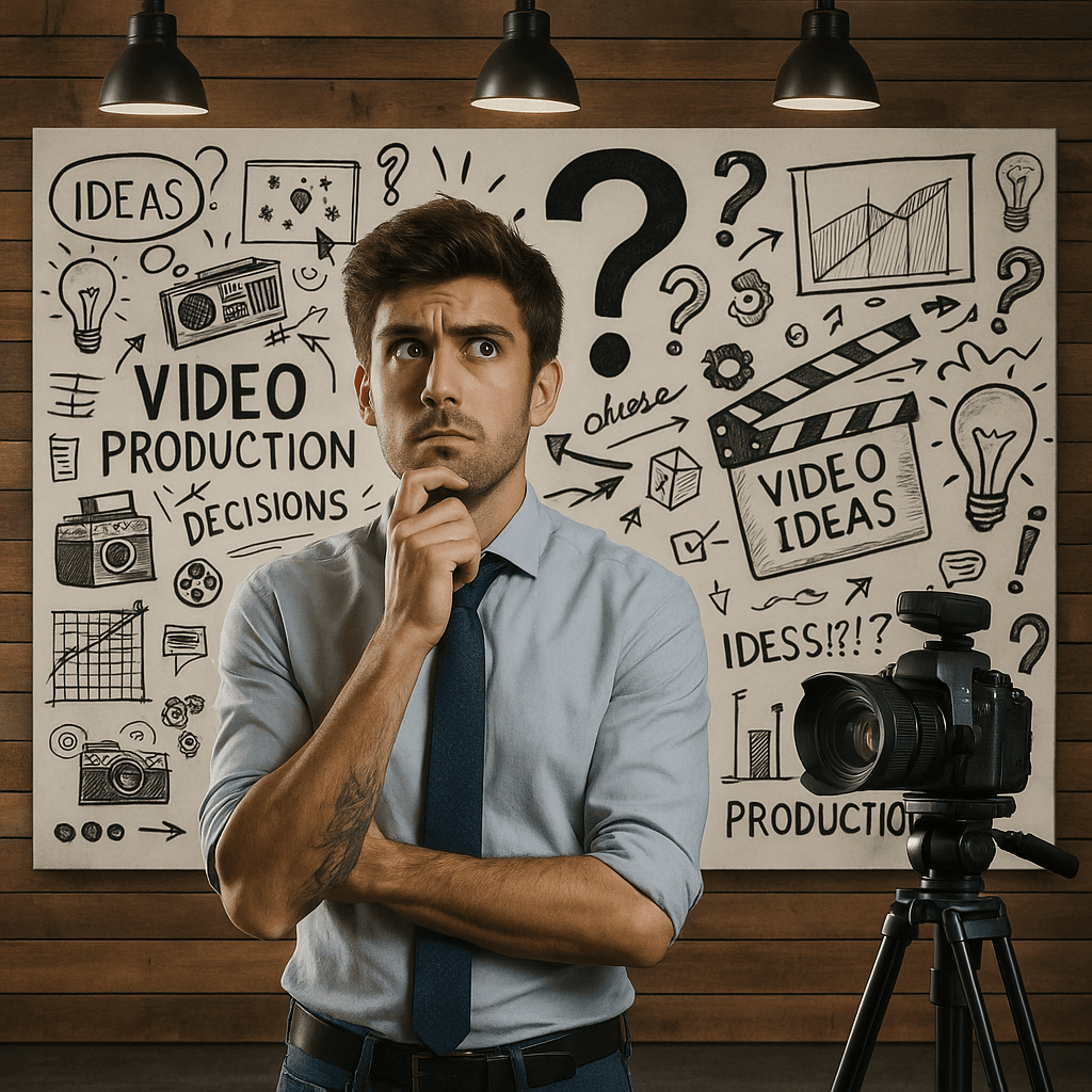 Persona dudando qué productora audiovisual elegir